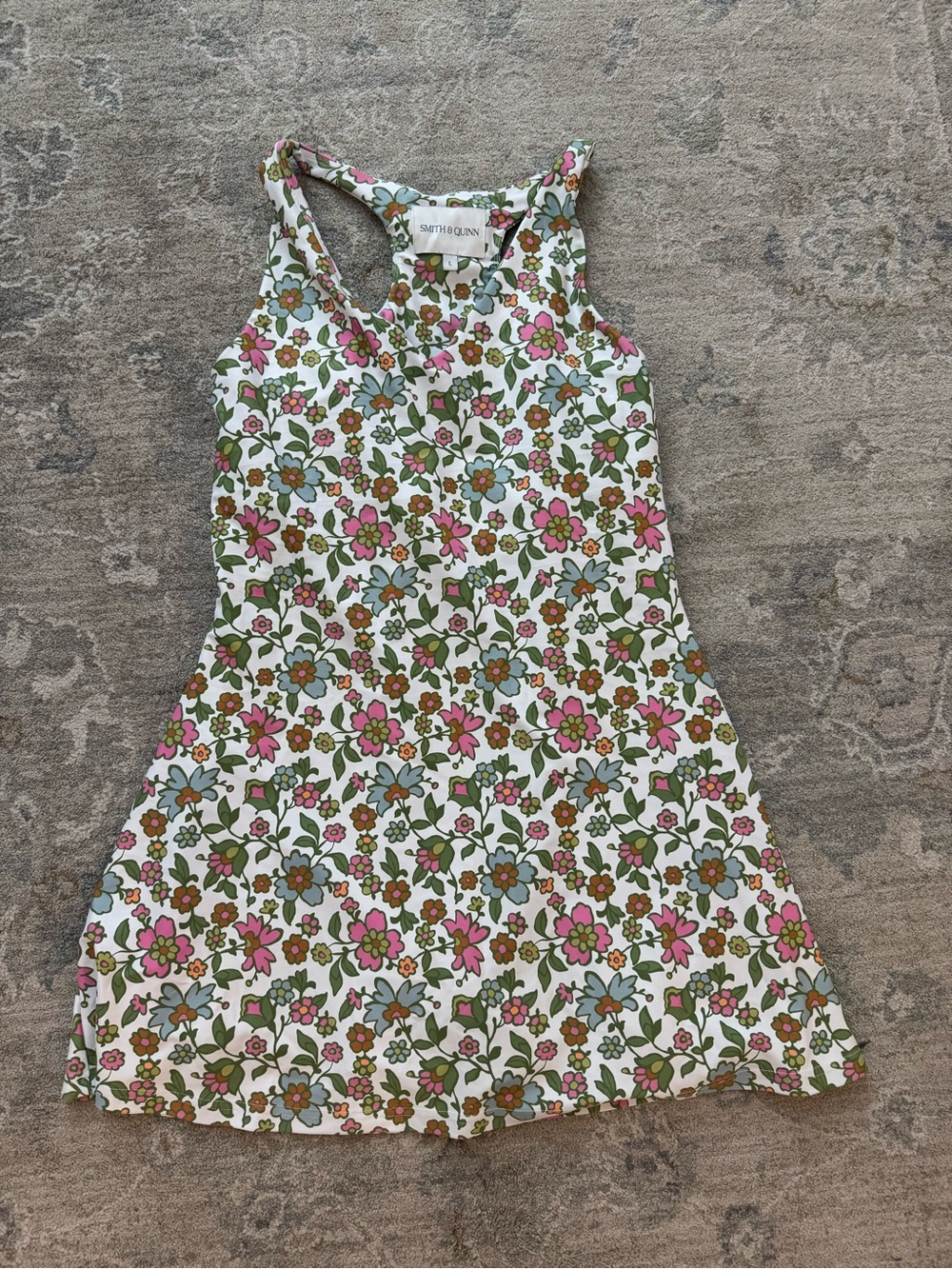 Smith & Quinn Floral Exercise Dress - White with Pink & Green Flowers